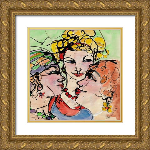 The Chat Room Gold Ornate Wood Framed Art Print with Double Matting by Burt, Jane