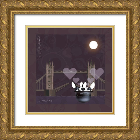 Lover by Lover - London-With Love Gold Ornate Wood Framed Art Print with Double Matting by De Coninck, Christiaan