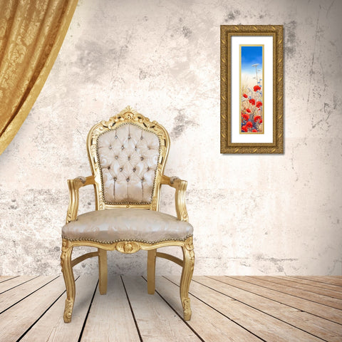 Poppy Field III Gold Ornate Wood Framed Art Print with Double Matting by Mayes, Hilary