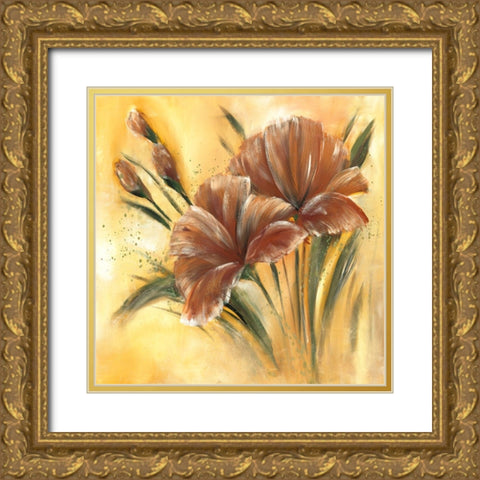 Fleur brune I Gold Ornate Wood Framed Art Print with Double Matting by Zacher-Finet, Isabelle