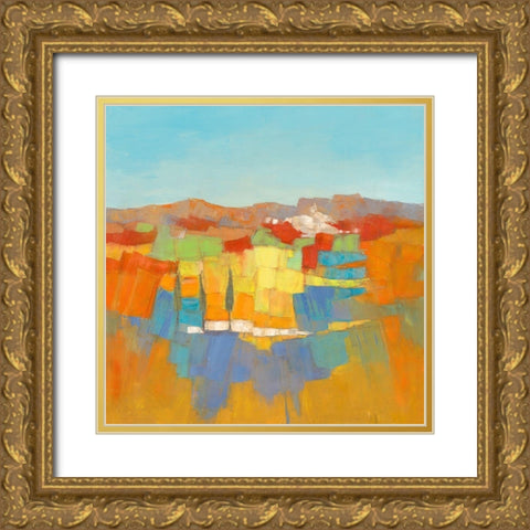 Le village aux 3 cypres Gold Ornate Wood Framed Art Print with Double Matting by Pivier-Attolini, Regine