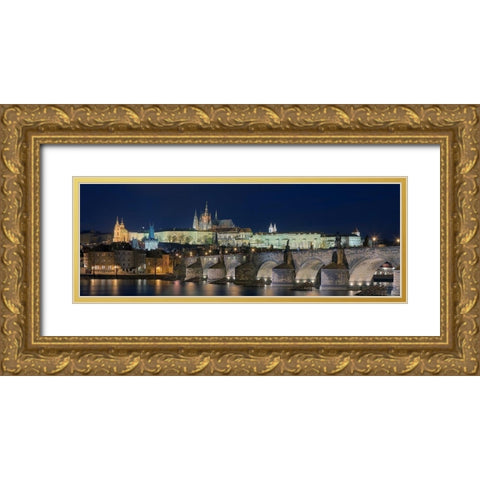 Prag Karlsbrucke Gold Ornate Wood Framed Art Print with Double Matting by Fischer, Rolf
