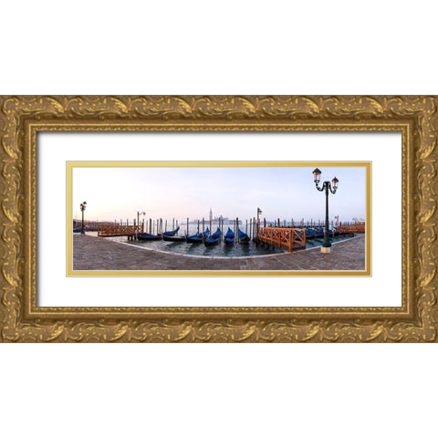 Gondeln in Venedig Gold Ornate Wood Framed Art Print with Double Matting by Fischer, Rolf