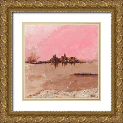 Reflets Gold Ornate Wood Framed Art Print with Double Matting by Marso