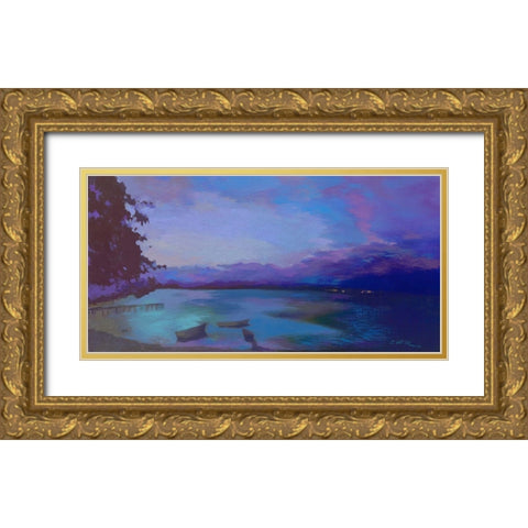 Grand Baie nuit IV Gold Ornate Wood Framed Art Print with Double Matting by Mazur-Devaux, Ewa