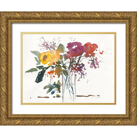 Strauss mit Beeren Gold Ornate Wood Framed Art Print with Double Matting by ROMO-Rolf Morschhauser