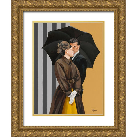 Duo I Gold Ornate Wood Framed Art Print with Double Matting by Bernard, Anne