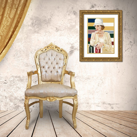 Femme XI Gold Ornate Wood Framed Art Print with Double Matting by Bernard, Anne