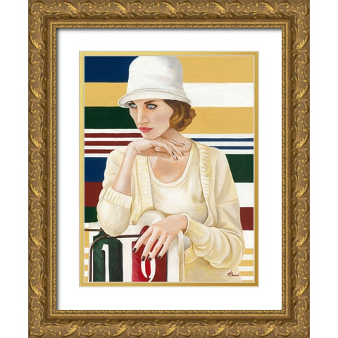 Femme XI Gold Ornate Wood Framed Art Print with Double Matting by Bernard, Anne