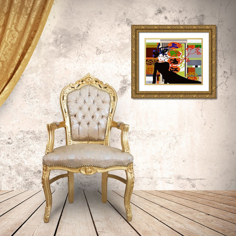 Mikado Gold Ornate Wood Framed Art Print with Double Matting by Bernard, Anne