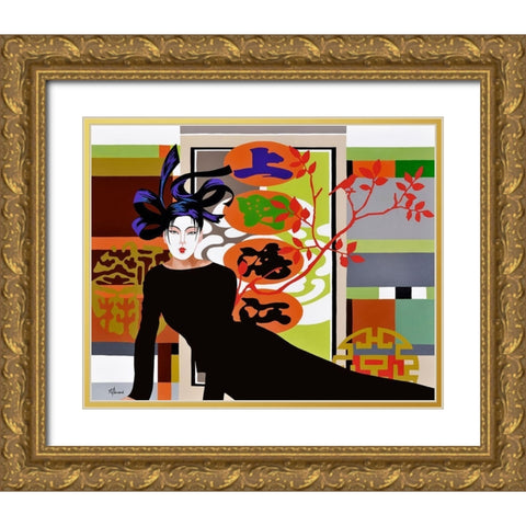Mikado Gold Ornate Wood Framed Art Print with Double Matting by Bernard, Anne
