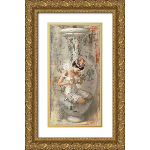 Timidity Gold Ornate Wood Framed Art Print with Double Matting by Juta and Mareks