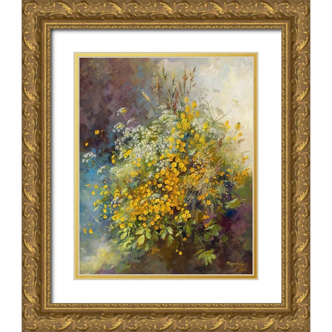 Bouton-d or Gold Ornate Wood Framed Art Print with Double Matting by Messely, Paul