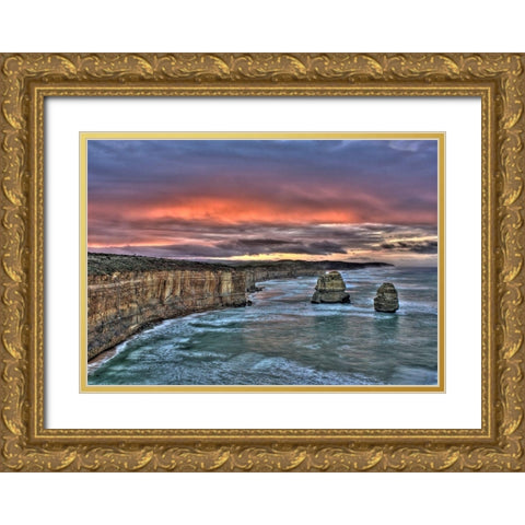 Port Campbell Gold Ornate Wood Framed Art Print with Double Matting by Terrible, Aurelien