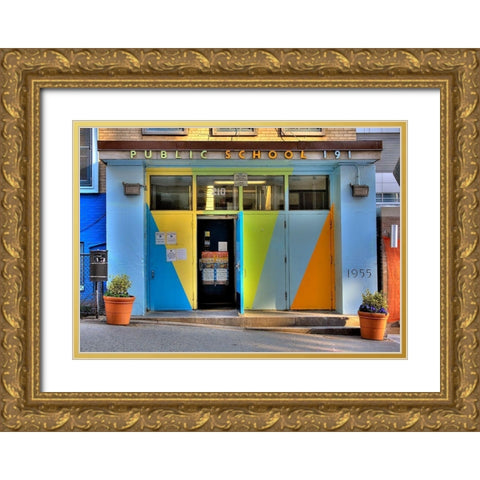 Public School Gold Ornate Wood Framed Art Print with Double Matting by Terrible, Aurelien
