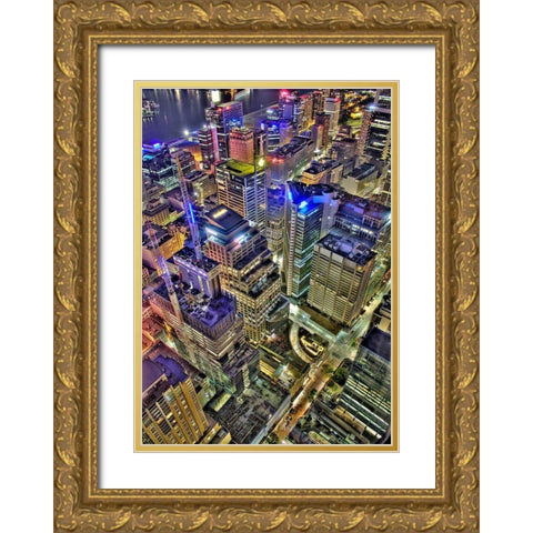 Sydney s Skyline Gold Ornate Wood Framed Art Print with Double Matting by Terrible, Aurelien