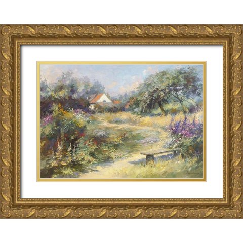 Le jardin du peintre Gold Ornate Wood Framed Art Print with Double Matting by Messely, Paul