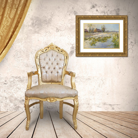 Paysage Gold Ornate Wood Framed Art Print with Double Matting by Messely, Paul