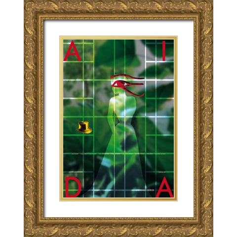 Aida Gold Ornate Wood Framed Art Print with Double Matting by Geissbuhler, K. Domenic