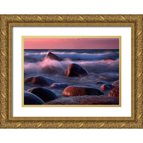 Ruegen Brandung Gold Ornate Wood Framed Art Print with Double Matting by Ernemann, Lothar