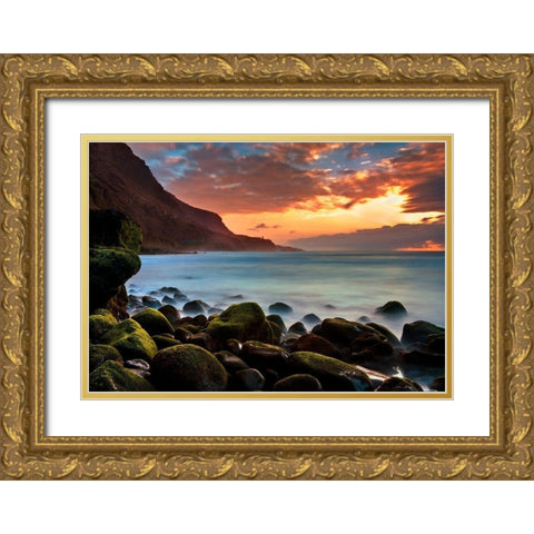 Teneriffa Brandung Gold Ornate Wood Framed Art Print with Double Matting by Ernemann, Lothar