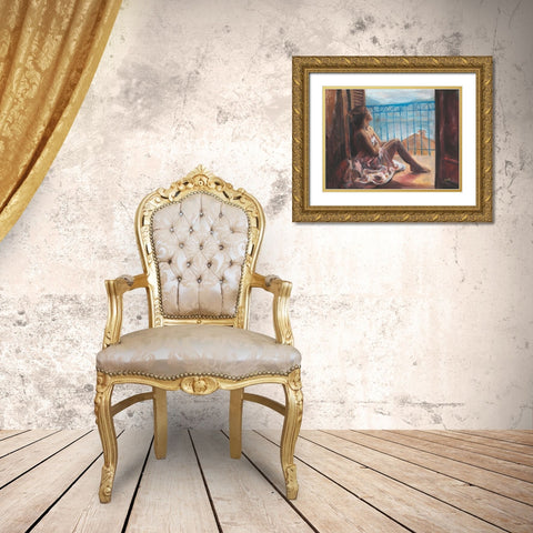 Vista lago II Gold Ornate Wood Framed Art Print with Double Matting by van den Bogerd, Escha