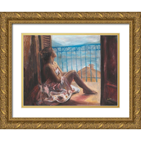 Vista lago II Gold Ornate Wood Framed Art Print with Double Matting by van den Bogerd, Escha