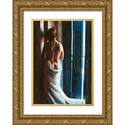 Brisia Gold Ornate Wood Framed Art Print with Double Matting by van den Bogerd, Escha