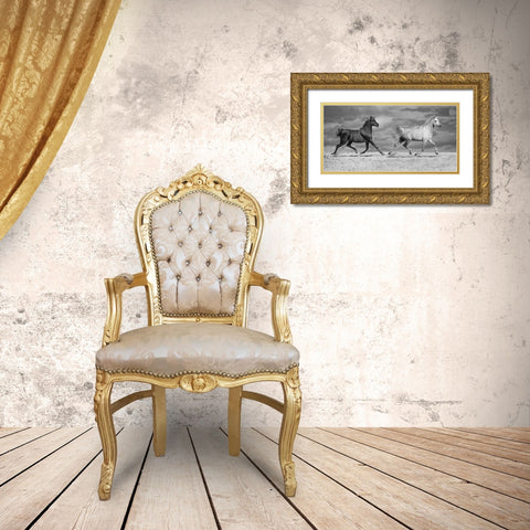 Horse Dancers Gold Ornate Wood Framed Art Print with Double Matting by Llovet, Jorge