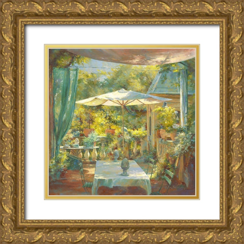Bon vivre a Lourmarin Gold Ornate Wood Framed Art Print with Double Matting by Messely, Johan
