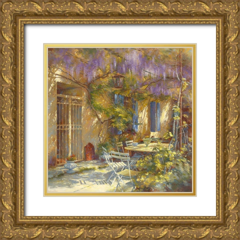 A la table de Michele Gold Ornate Wood Framed Art Print with Double Matting by Messely, Johan