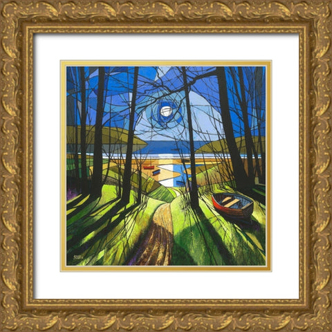 Beach Path Gold Ornate Wood Framed Art Print with Double Matting by James, David