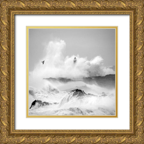 Storm in Cantabria Gold Ornate Wood Framed Art Print with Double Matting by Cano, Marina