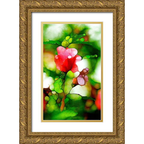 Malvenblute Gold Ornate Wood Framed Art Print with Double Matting by Schmidt, Renate M.