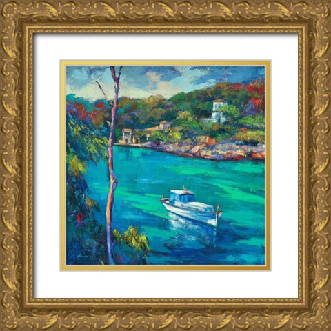 Cala del Ballm Gold Ornate Wood Framed Art Print with Double Matting by Camargo, Jesus P.