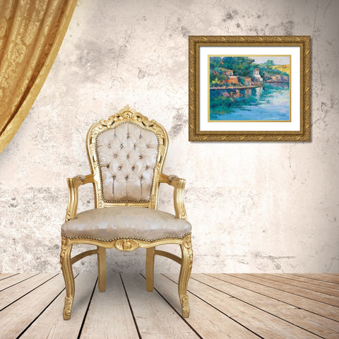 Tuerkis Beach Pueblo Gold Ornate Wood Framed Art Print with Double Matting by Camargo, Jesus P.