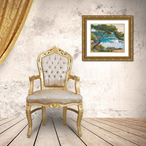 Cala Figuera Gold Ornate Wood Framed Art Print with Double Matting by Camargo, Jesus P.