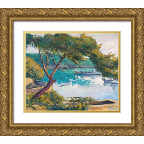 Cala Figuera Gold Ornate Wood Framed Art Print with Double Matting by Camargo, Jesus P.