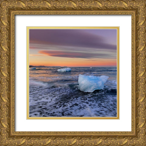 Ice and Sea Gold Ornate Wood Framed Art Print with Double Matting by Strand, Hans