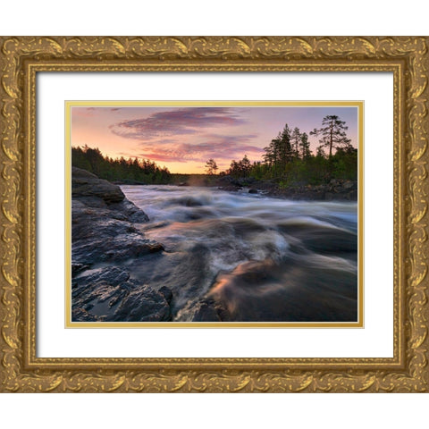 Voxnan River Gold Ornate Wood Framed Art Print with Double Matting by Strand, Hans
