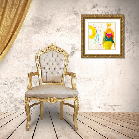 Spielgefahrtin Gold Ornate Wood Framed Art Print with Double Matting by Schafer, Jenny