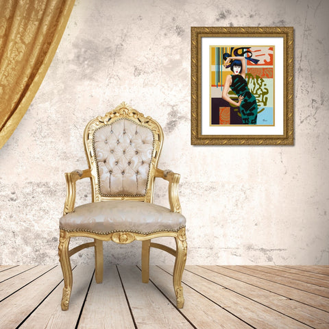Chika Gold Ornate Wood Framed Art Print with Double Matting by Bernard, Anne