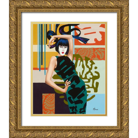 Chika Gold Ornate Wood Framed Art Print with Double Matting by Bernard, Anne