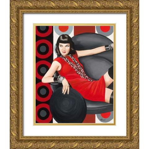 Femme 7 Gold Ornate Wood Framed Art Print with Double Matting by Bernard, Anne
