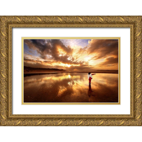 Angel Gold Ornate Wood Framed Art Print with Double Matting by Cano, Marina