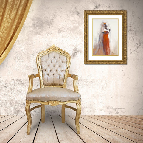 Silhouettes Africaines V Gold Ornate Wood Framed Art Print with Double Matting by Parise, Chantal