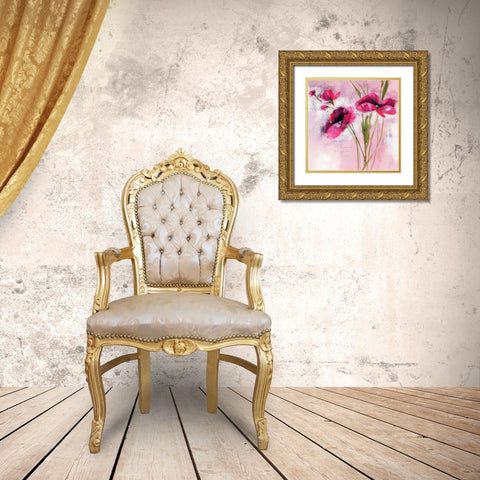 Pink Flower I Gold Ornate Wood Framed Art Print with Double Matting by Zacher-Finet, Isabelle