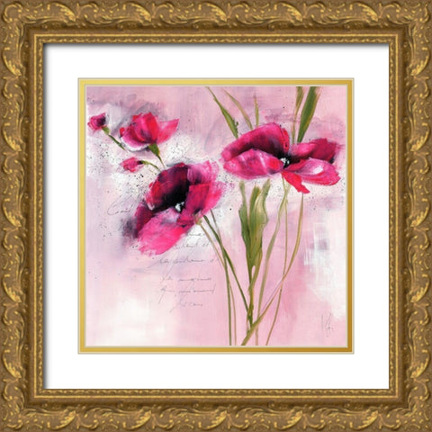 Pink Flower I Gold Ornate Wood Framed Art Print with Double Matting by Zacher-Finet, Isabelle