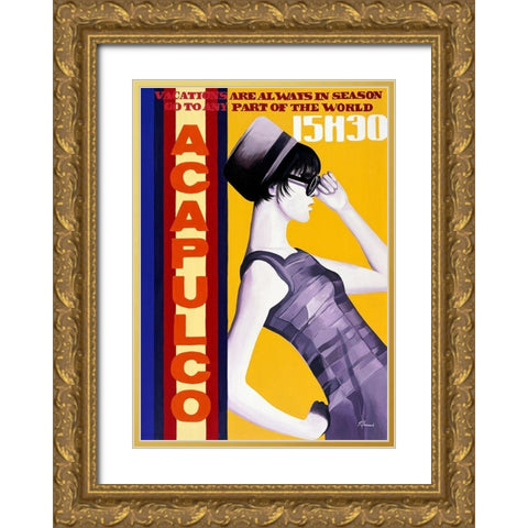 Femme Acapulco Gold Ornate Wood Framed Art Print with Double Matting by Bernard, Anne