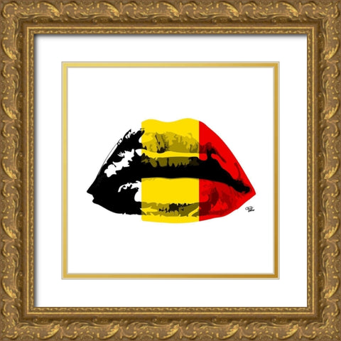 Belgium Kiss Gold Ornate Wood Framed Art Print with Double Matting by Paslier, Morgan